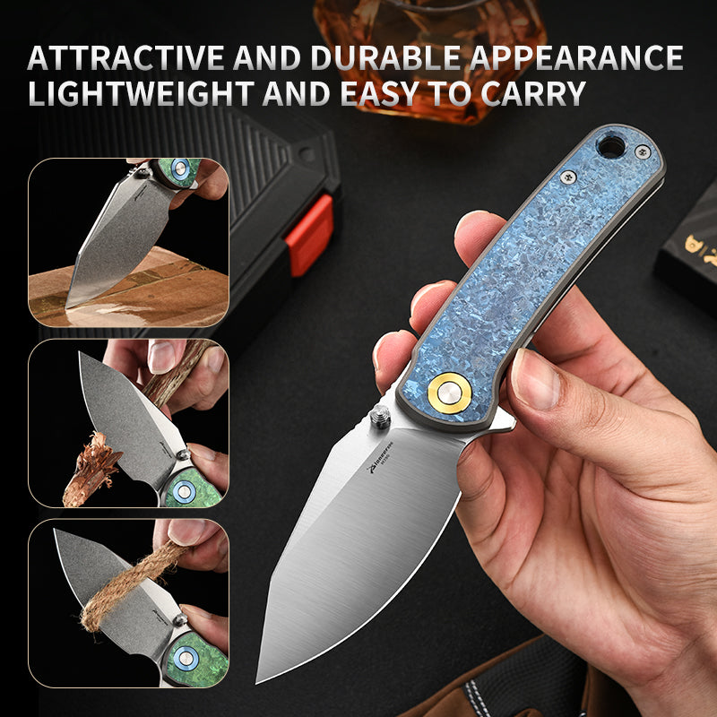 PioneerEDC original design crystal titanium knife M390 blade self defense pocket knife premium edc titanium tactical knife