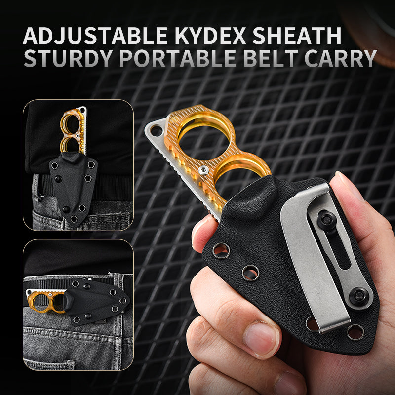 PioneerEDC PEI Handle Ringed Knife Fixed Blade D2 Tactical Edc Knife with Sheath for Hiking Outdoor Hunting Survival Camping No reviews yet