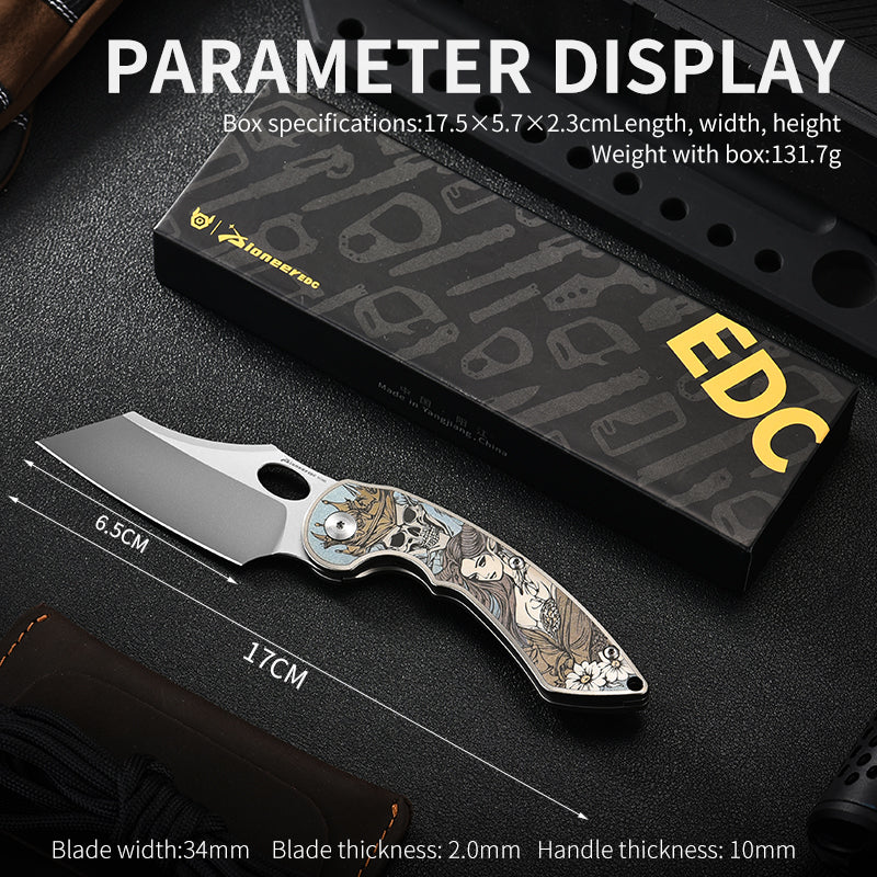 PioneerEDC 2026 New Design Tactical Titanium M390 Industrial Grade Edc Camping Collectable Folding Pocket Knife OEM 3-Year