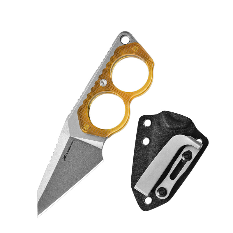 PioneerEDC PEI Handle Ringed Knife Fixed Blade D2 Tactical Edc Knife with Sheath for Hiking Outdoor Hunting Survival Camping No reviews yet