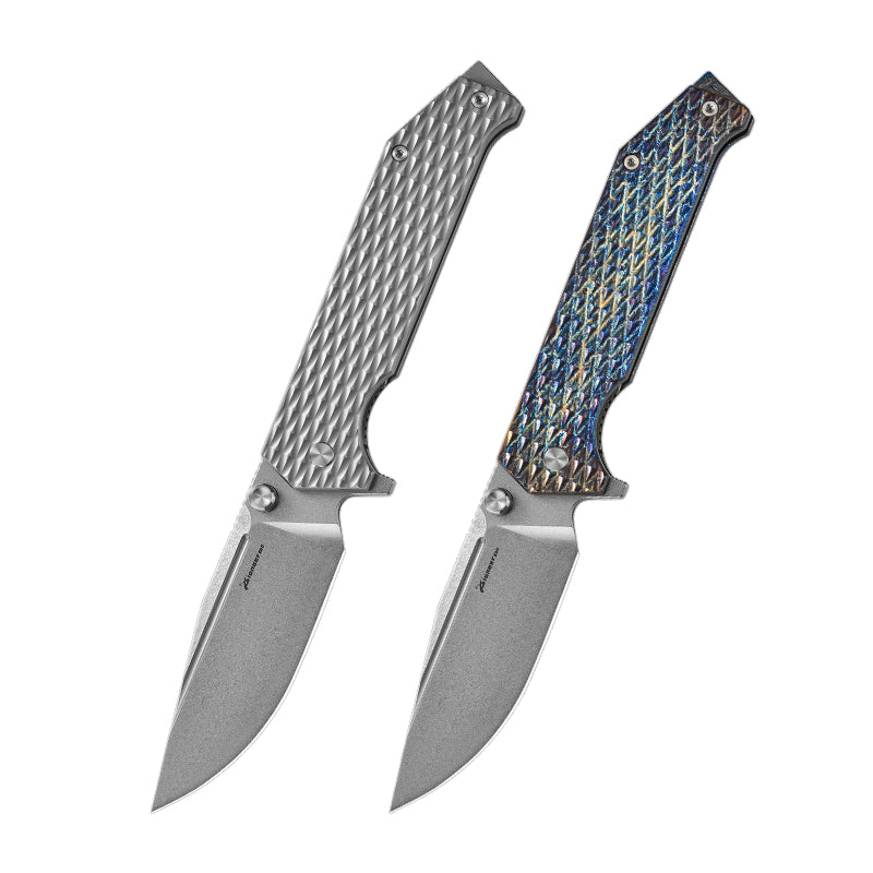 PioneerEDC Titanium Alloy Pocket Knives Folding Knife D2 Steel Blade Multi-Functional Camping Outdoor Self-Defense Knife