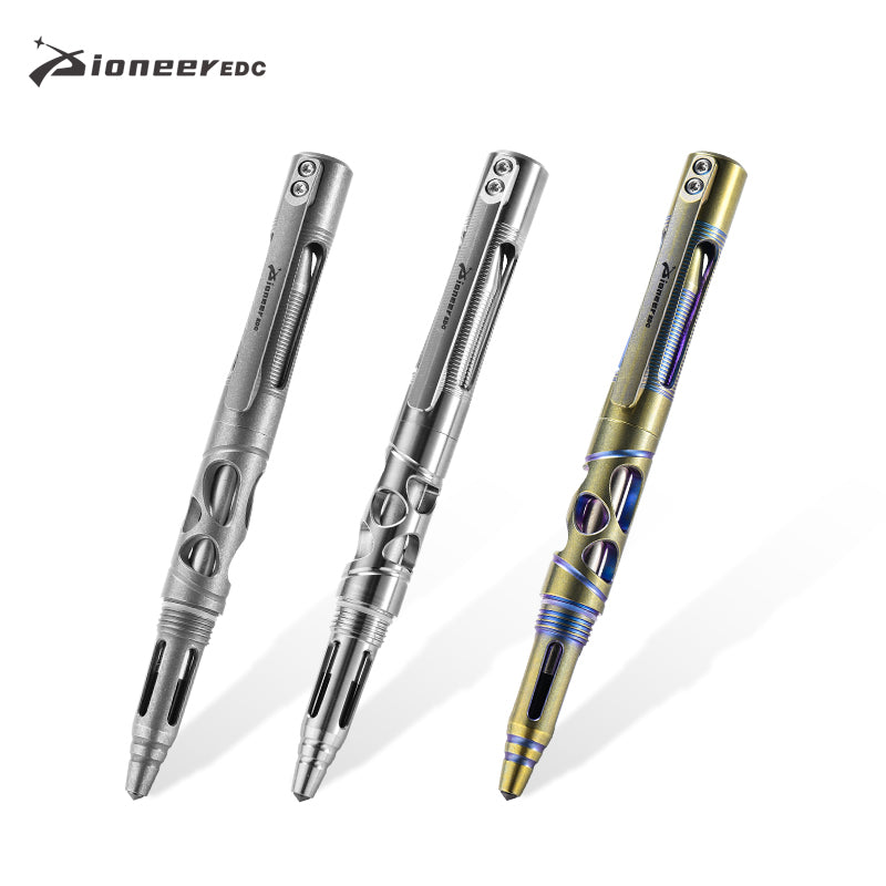 PioneerEDC Titanium Alloy Portable Pen Multitool Utility Pen Multifunctional Training Metal EDC Pen with Logo for Camping Hiking