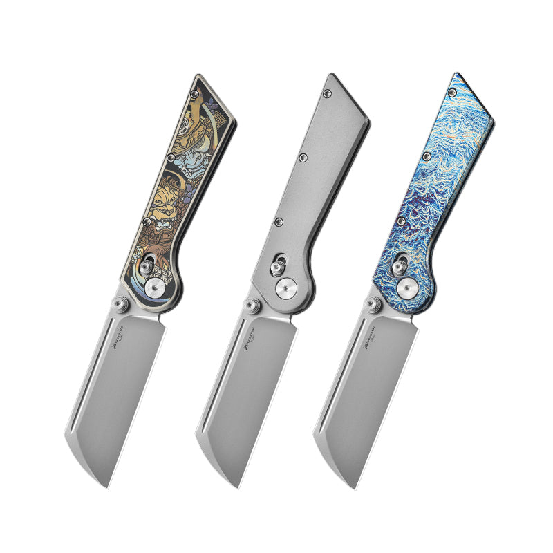 PioneerEDC New Design M390 Folding Knife Titanium Handle Outdoor Pocket Knife Engraved Titanium Knife for Collection