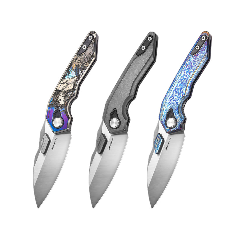 PioneerEDC Titanium Alloy Folding Knife-D2 Steel Blade, Box Cutter Utility Knife for Camping, Hiking & Everyday Carry