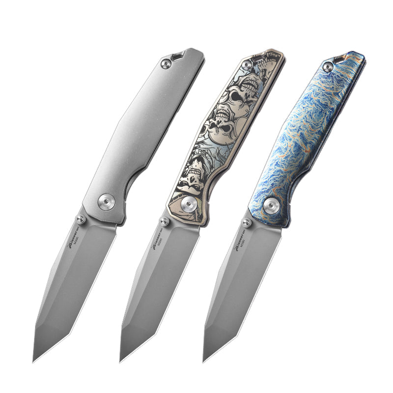 PioneerEDC Titanium Folding Knife Durable M390 Pocket Knife Premium Titanium Professional Knife Stainless Steel Folding Knife