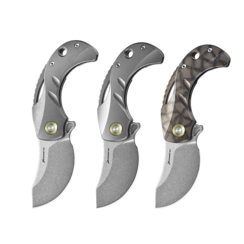 PioneerEDC Titanium Pocket Knife Folding Blade Knife CNC Stone Wash Small Tactical Knife Titanium Alloy Edc Knife