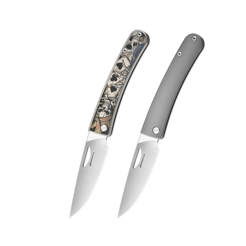 PioneerEDC Hand-Engraved titanium pocket knife M390 Blade camping folding knife outdoor portable edc collection tool for play