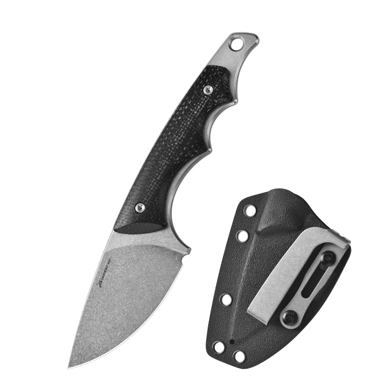 PioneerEDC Fixed Blade Outdoor Hunting Knife Micarta Handle 14C28N Steel with Kydex Sheath for Survival Campaign