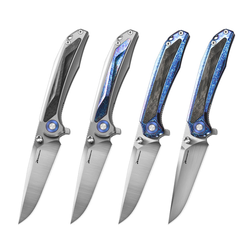 PioneerEDC Titanium Alloy Pocket Knife D2 Blade Outdoor Camping Folding Self Defense Multifunctional Cutting Tool