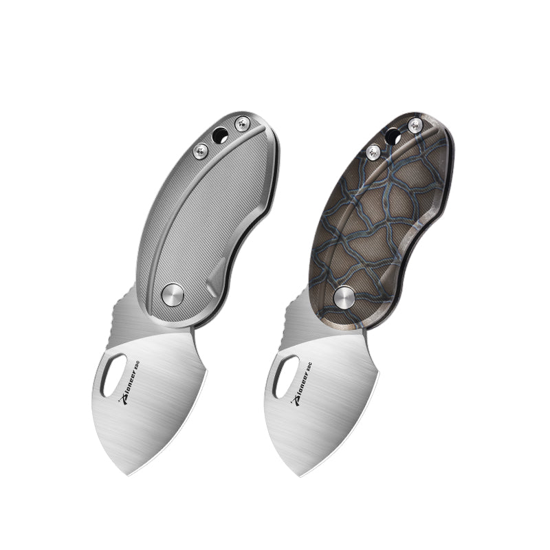 PioneerEDC Drop Point Foldable Knife Men's Mini Tactical Knife Titanium Handle Edc Knife Tactical Small Pocket Knives for Sale