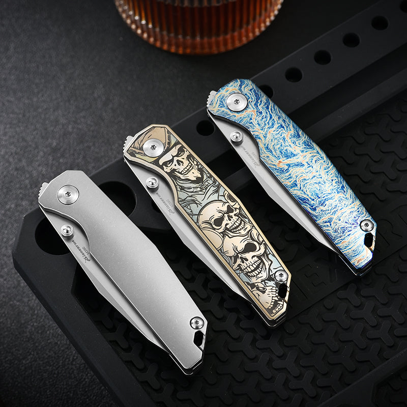 PioneerEDC Titanium Folding Knife Durable M390 Pocket Knife Premium Titanium Professional Knife Stainless Steel Folding Knife