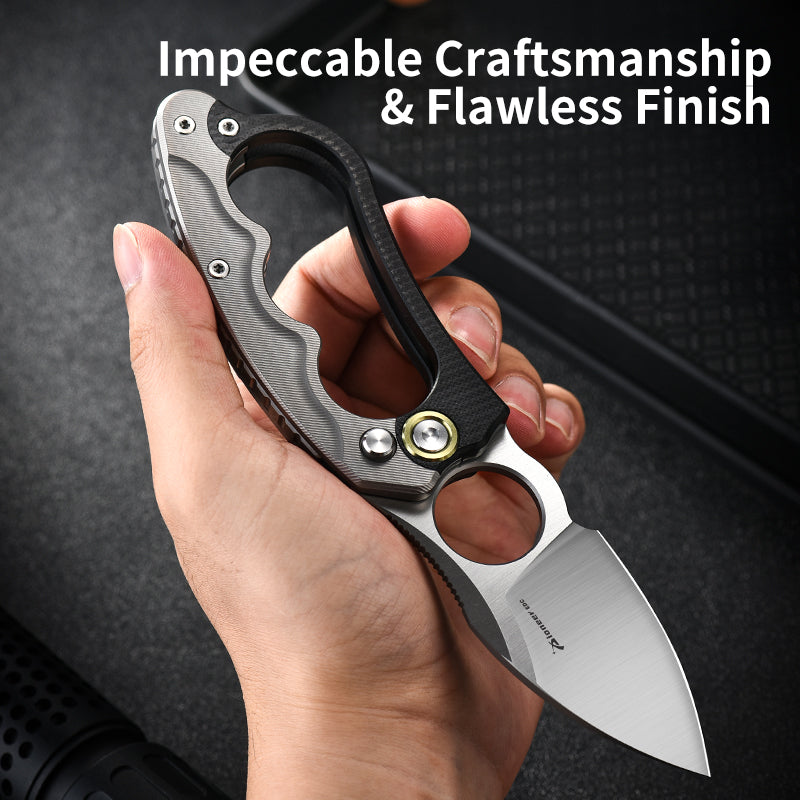 PioneerEDC Original Design Titanium Folding Knife Handmade Engraving Handle Titanium Edc Pocket Knife for Self Defense