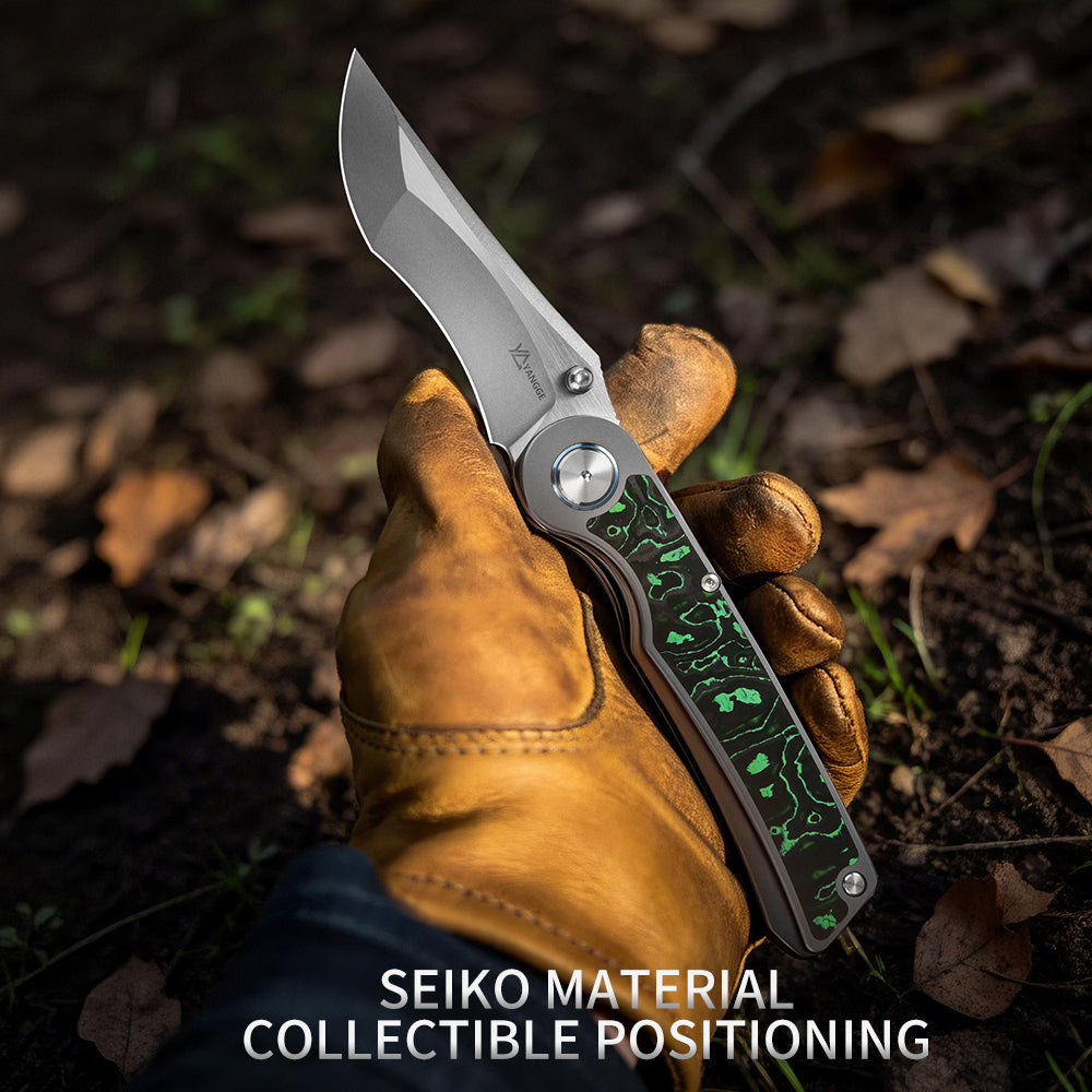 PioneerEDC S90V Blade Titanium Carbon Fiber Folding Knife EDC Pocket Knife Framelock Titanium Handle Knife for Outdoor Use