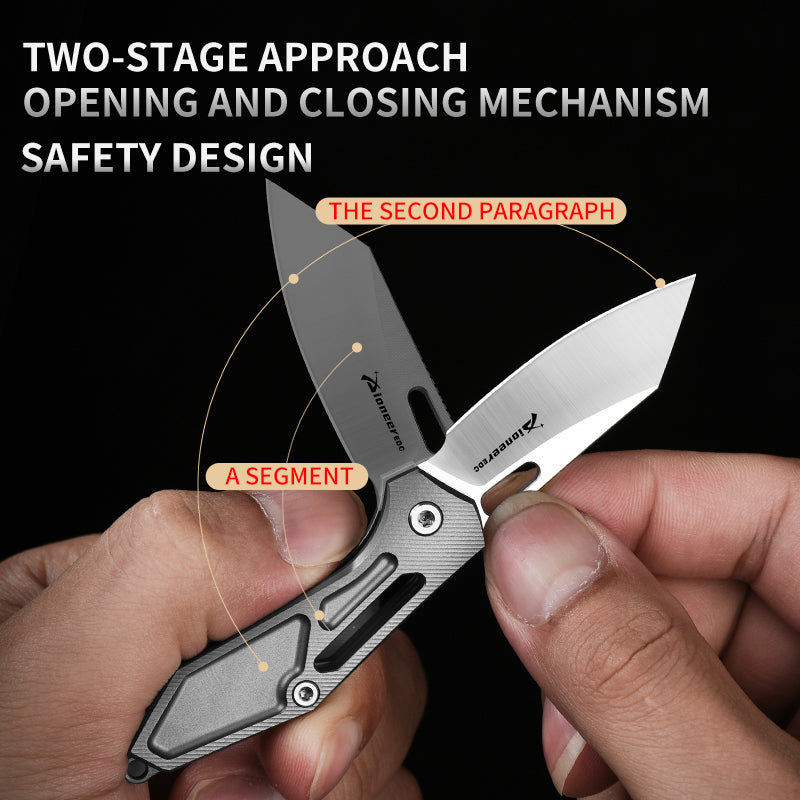 PioneerEDC Titanium Small Knife Pocket 14c28n hollow design Mini Tactical Knife Folding Blade Knife China Wholesale Knives