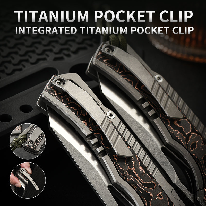 PioneerEDC M390 Pocket Knife Titanium Alloy Folding Knife  Outdoor Portable Tactical Knife