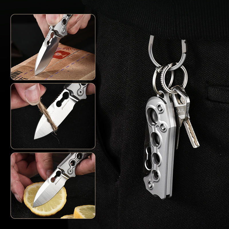 PioneerEDC Industrial Grade Titanium Drop Point EDC Pocket Knife Man Hollow Tactical Outdoor Use Small Pocket Knife Sale