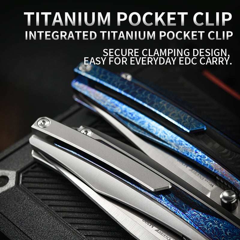 PioneerEDC Titanium Alloy Pocket Knife D2 Blade Outdoor Camping Folding Self Defense Multifunctional Cutting Tool
