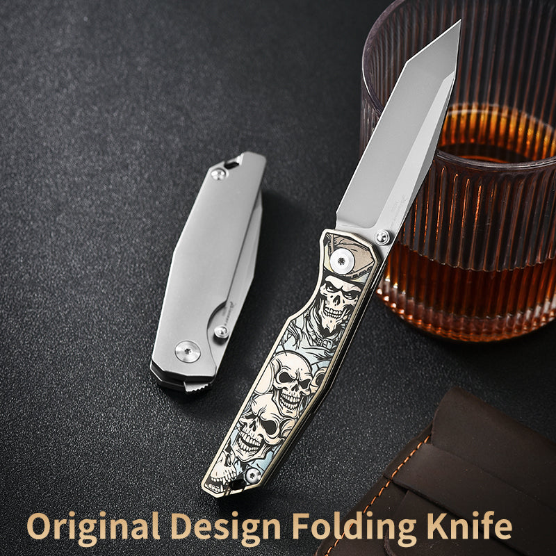 PioneerEDC Titanium Folding Knife Durable M390 Pocket Knife Premium Titanium Professional Knife Stainless Steel Folding Knife