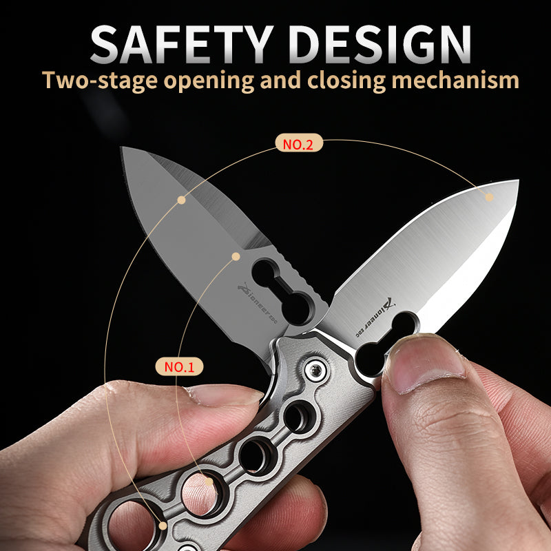 PioneerEDC Industrial Grade Titanium Drop Point EDC Pocket Knife Man Hollow Tactical Outdoor Use Small Pocket Knife Sale