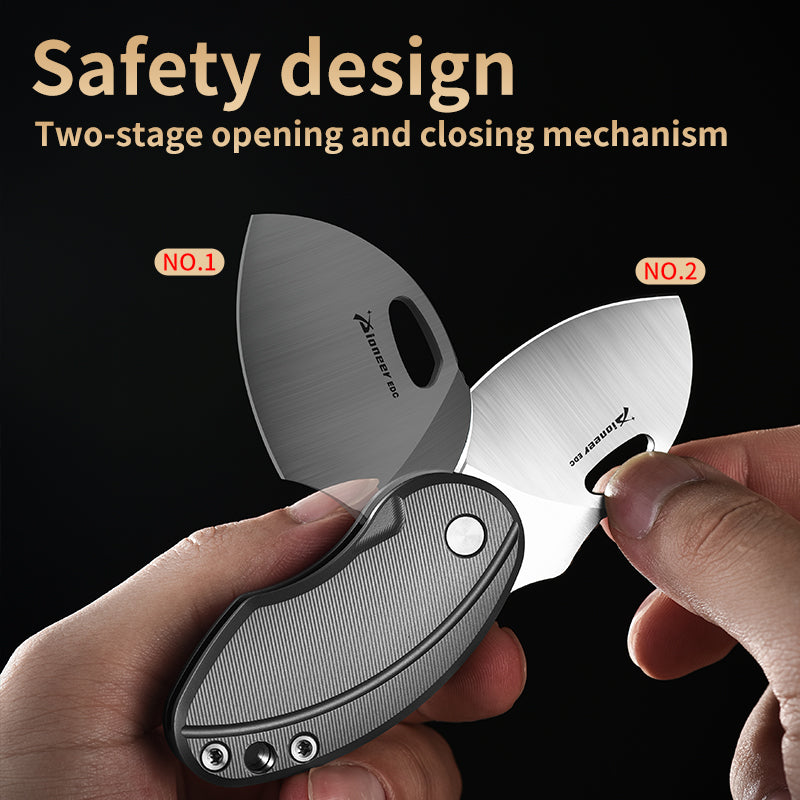 PioneerEDC Drop Point Foldable Knife Men's Mini Tactical Knife Titanium Handle Edc Knife Tactical Small Pocket Knives for Sale