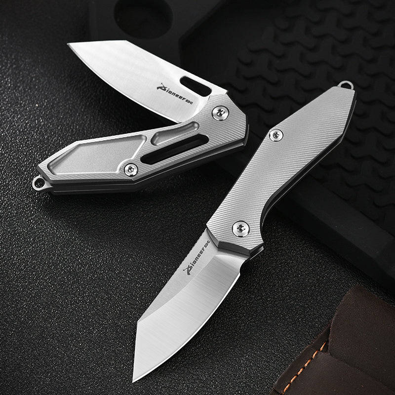 PioneerEDC Titanium Small Knife Pocket 14c28n hollow design Mini Tactical Knife Folding Blade Knife China Wholesale Knives