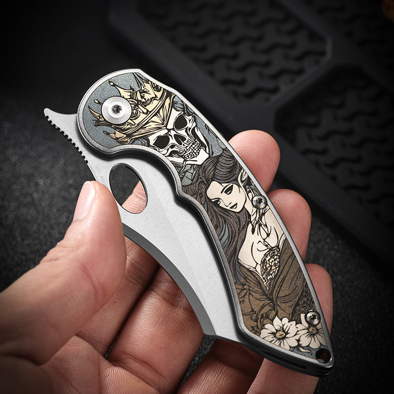 PioneerEDC 2026 New Design Tactical Titanium M390 Industrial Grade Edc Camping Collectable Folding Pocket Knife OEM 3-Year