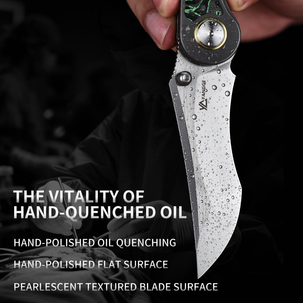 PioneerEDC S90V Blade Titanium Carbon Fiber Folding Knife EDC Pocket Knife Framelock Titanium Handle Knife for Outdoor Use