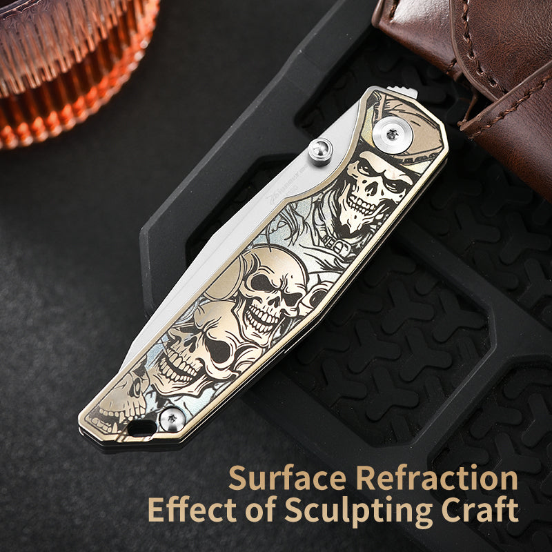 PioneerEDC Titanium Folding Knife Durable M390 Pocket Knife Premium Titanium Professional Knife Stainless Steel Folding Knife
