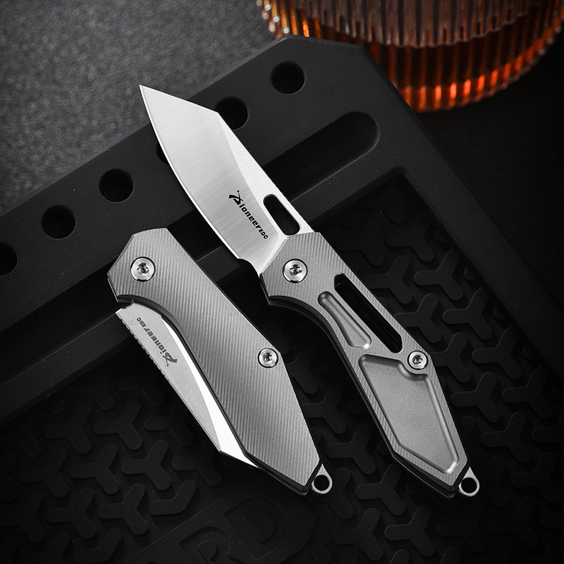 PioneerEDC Titanium Small Knife Pocket 14c28n hollow design Mini Tactical Knife Folding Blade Knife China Wholesale Knives