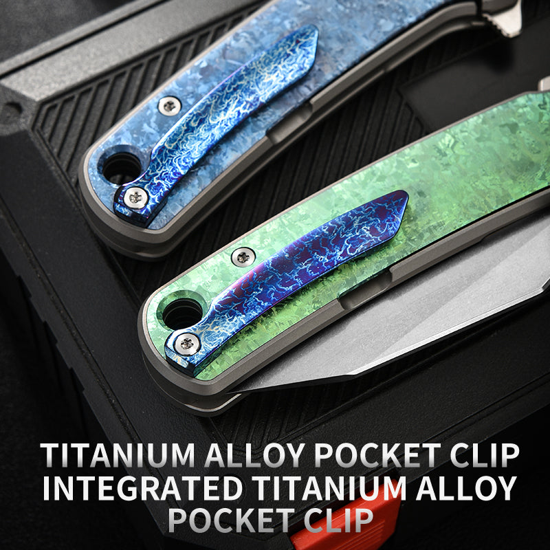 PioneerEDC original design crystal titanium knife M390 blade self defense pocket knife premium edc titanium tactical knife