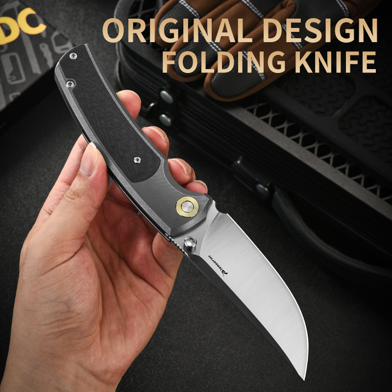 PioneerEDC Titanium Outdoor Knife D2 Blade Folding Knife Titanium Carbon Fiber Pocket Knife Bulk Wholesale Knives Made in China