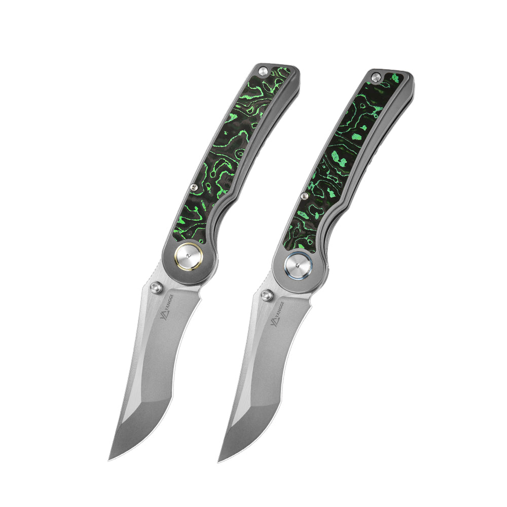 PioneerEDC S90V Blade Titanium Carbon Fiber Folding Knife EDC Pocket Knife Framelock Titanium Handle Knife for Outdoor Use