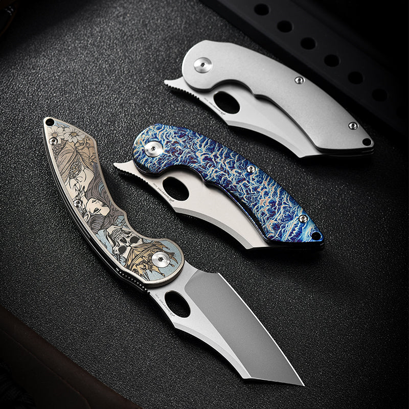 PioneerEDC 2026 New Design Tactical Titanium M390 Industrial Grade Edc Camping Collectable Folding Pocket Knife OEM 3-Year
