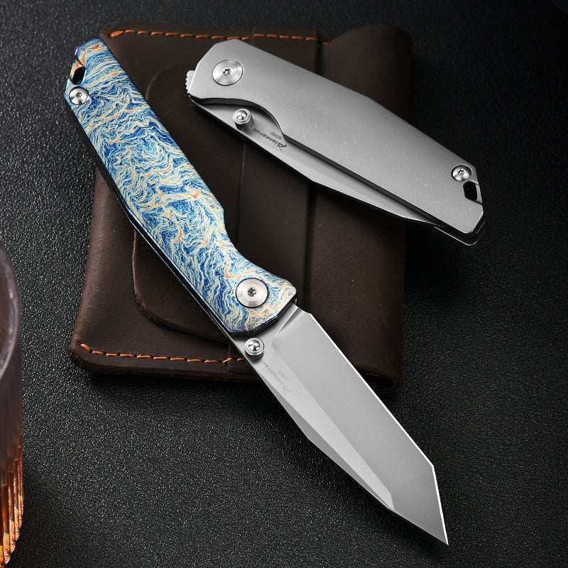 PioneerEDC Titanium Folding Knife Durable M390 Pocket Knife Premium Titanium Professional Knife Stainless Steel Folding Knife