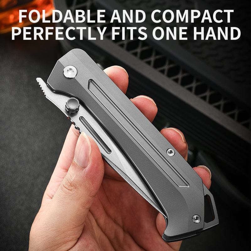 PioneerEDC Titanium Outdoor Folding Pocket Knife M390 Plain Edge Titanium Alloy Handle Self Defence Hunting Knife Men's Knife