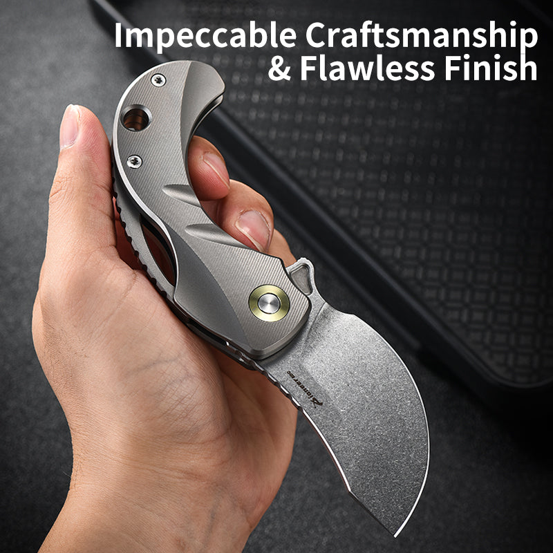PioneerEDC Titanium Pocket Knife Folding Blade Knife CNC Stone Wash Small Tactical Knife Titanium Alloy Edc Knife