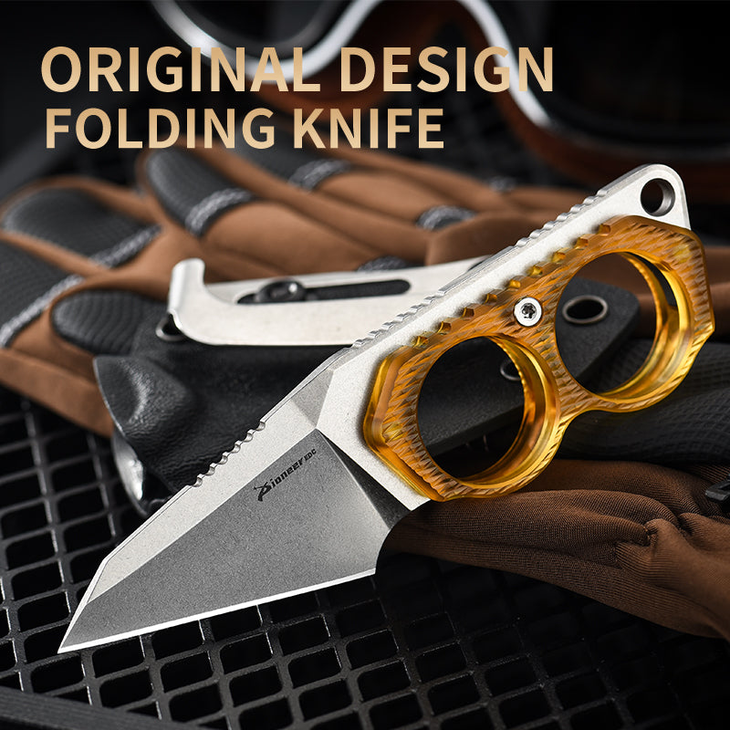 PioneerEDC PEI Handle Ringed Knife Fixed Blade D2 Tactical Edc Knife with Sheath for Hiking Outdoor Hunting Survival Camping No reviews yet