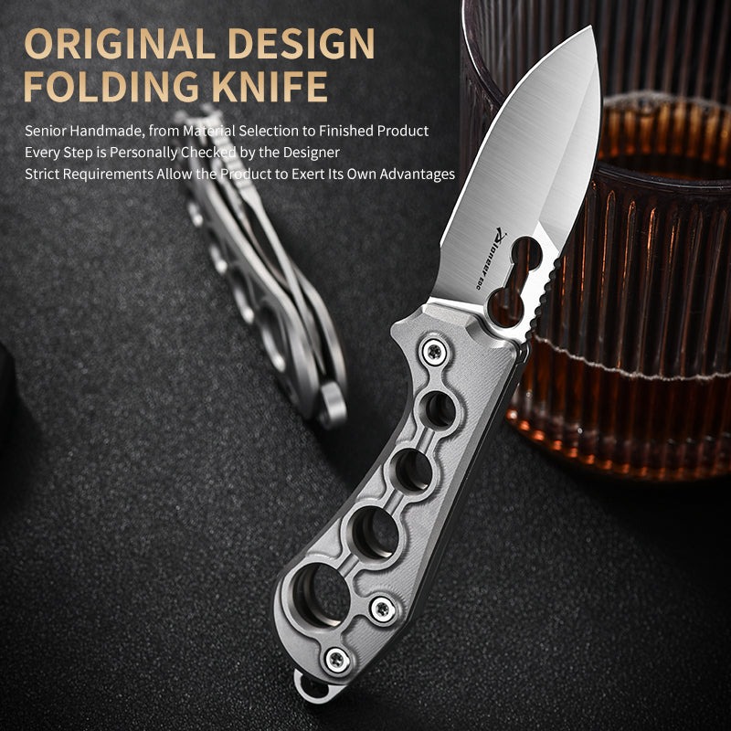 PioneerEDC Industrial Grade Titanium Drop Point EDC Pocket Knife Man Hollow Tactical Outdoor Use Small Pocket Knife Sale