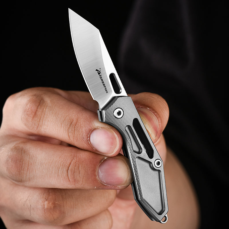 PioneerEDC Titanium Small Knife Pocket 14c28n hollow design Mini Tactical Knife Folding Blade Knife China Wholesale Knives
