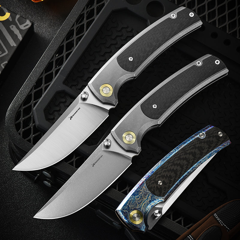 PioneerEDC Titanium Outdoor Knife D2 Blade Folding Knife Titanium Carbon Fiber Pocket Knife Bulk Wholesale Knives Made in China