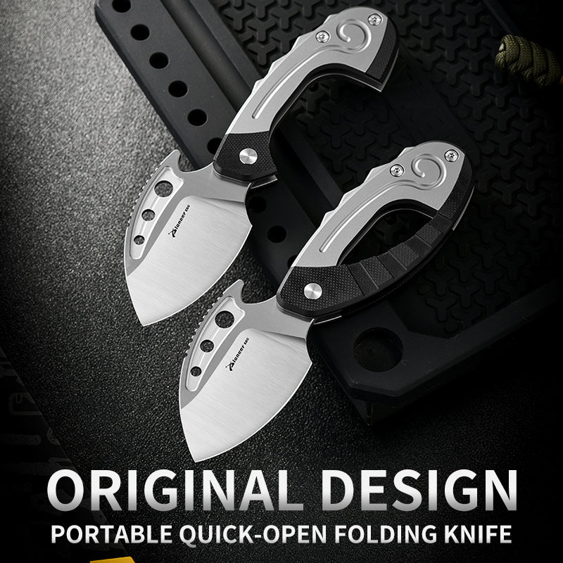PioneerEDC Tactical Titanium Folding Knife 14C28N Steel Blade Portable Survival Titanium Knife Scales Handles Titanium Edc Knife