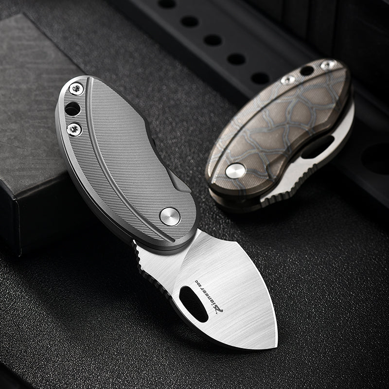 PioneerEDC Drop Point Foldable Knife Men's Mini Tactical Knife Titanium Handle Edc Knife Tactical Small Pocket Knives for Sale