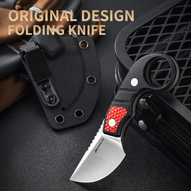 PioneerEDC Ringed Small Pocket Knife Fixed Blade Custom logo Knife 14C28N Steel Blade G10 Handle Self Defense Fixe Blade Knife