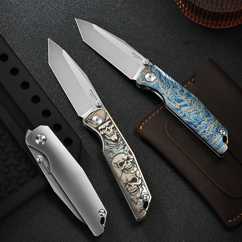 PioneerEDC Titanium Folding Knife Durable M390 Pocket Knife Premium Titanium Professional Knife Stainless Steel Folding Knife