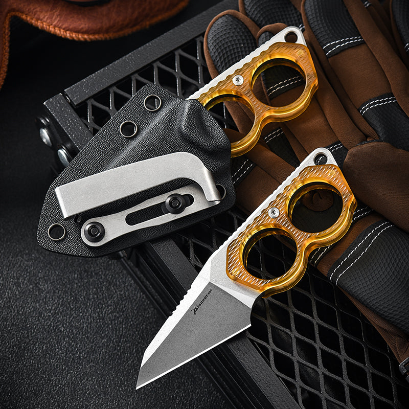 PioneerEDC PEI Handle Ringed Knife Fixed Blade D2 Tactical Edc Knife with Sheath for Hiking Outdoor Hunting Survival Camping No reviews yet