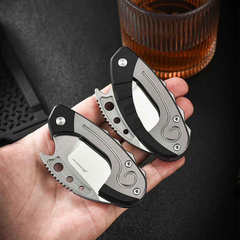 PioneerEDC Tactical Titanium Folding Knife 14C28N Steel Blade Portable Survival Titanium Knife Scales Handles Titanium Edc Knife