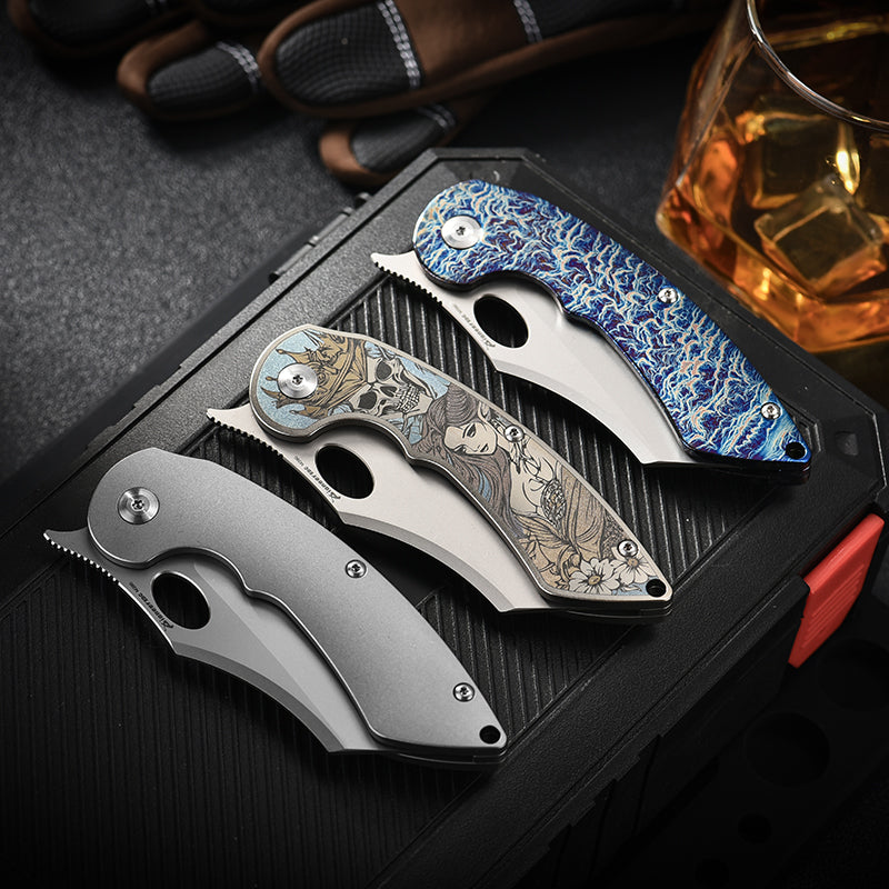 PioneerEDC 2026 New Design Tactical Titanium M390 Industrial Grade Edc Camping Collectable Folding Pocket Knife OEM 3-Year