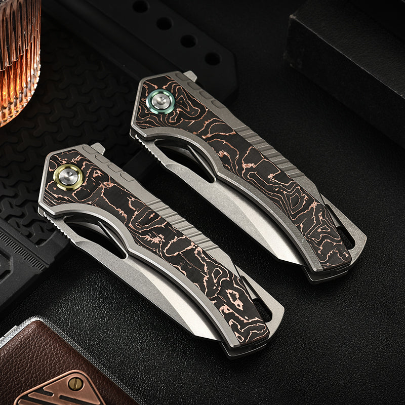 PioneerEDC M390 Pocket Knife Titanium Alloy Folding Knife  Outdoor Portable Tactical Knife