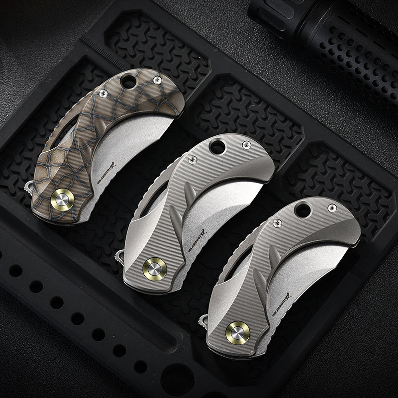 PioneerEDC Titanium Pocket Knife Folding Blade Knife CNC Stone Wash Small Tactical Knife Titanium Alloy Edc Knife