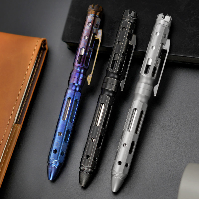 Pioneeredc New Titanium Alloy Tactical Pen Signature Metal Pen Tungsten Steel Head Self Defense Pen Designed for Camping Hiking